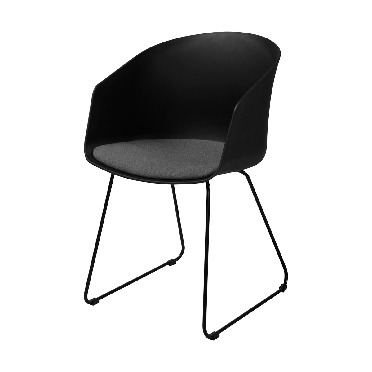 Hugo kunststof eetkamerstoel zwart met zitkussen - zwart onderstel