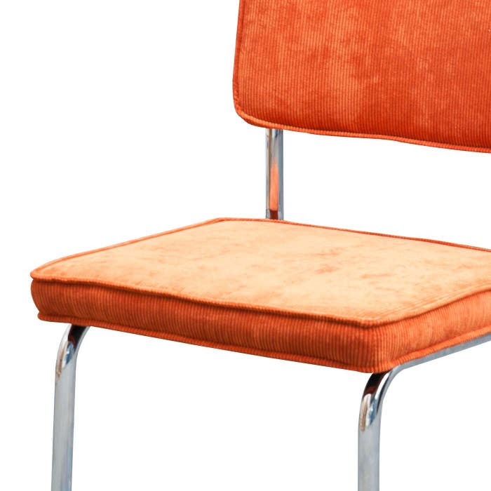 Anne ribstof eetkamerstoel oranje - zooff design - retro - buisstoelen