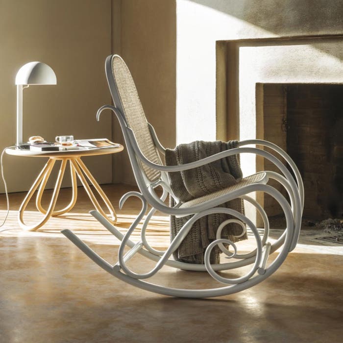 Felicia houten schommelstoel wit - thonet - buighout - rotan - retro