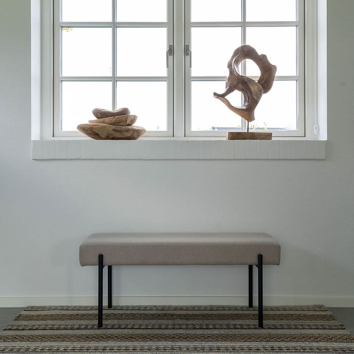 Marianna gestoffeerd bankje taupe - 100 x 42,5 cm - eetkamerbank - eettafel - klein - eethoek - aan tafel - hal - stof - eetkamer - decoratief - gang - smal - binnen - slaapkamer