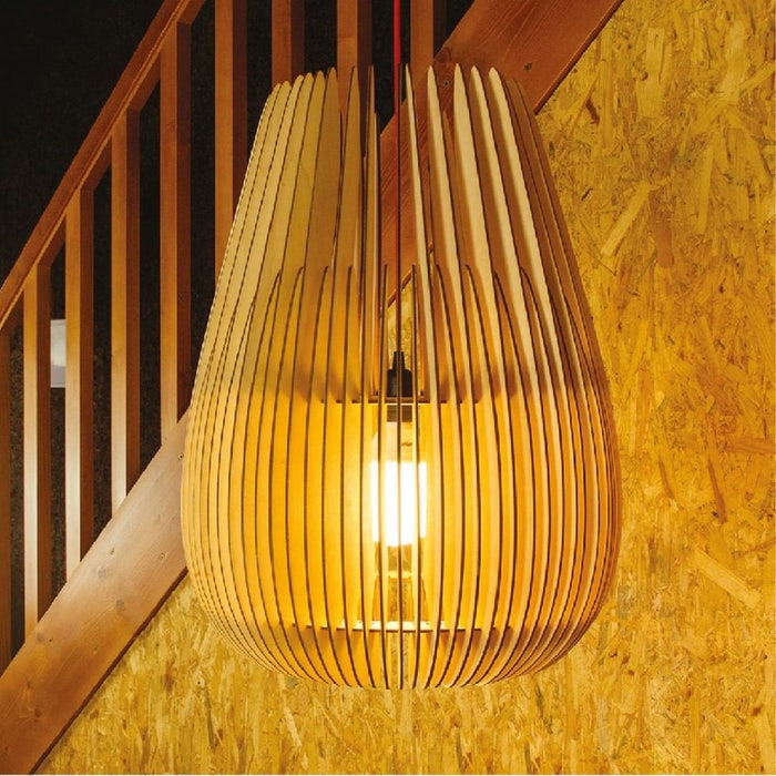 Halley XL houten hanglamp extra large - met koordset zwart - Ø 53 cm 