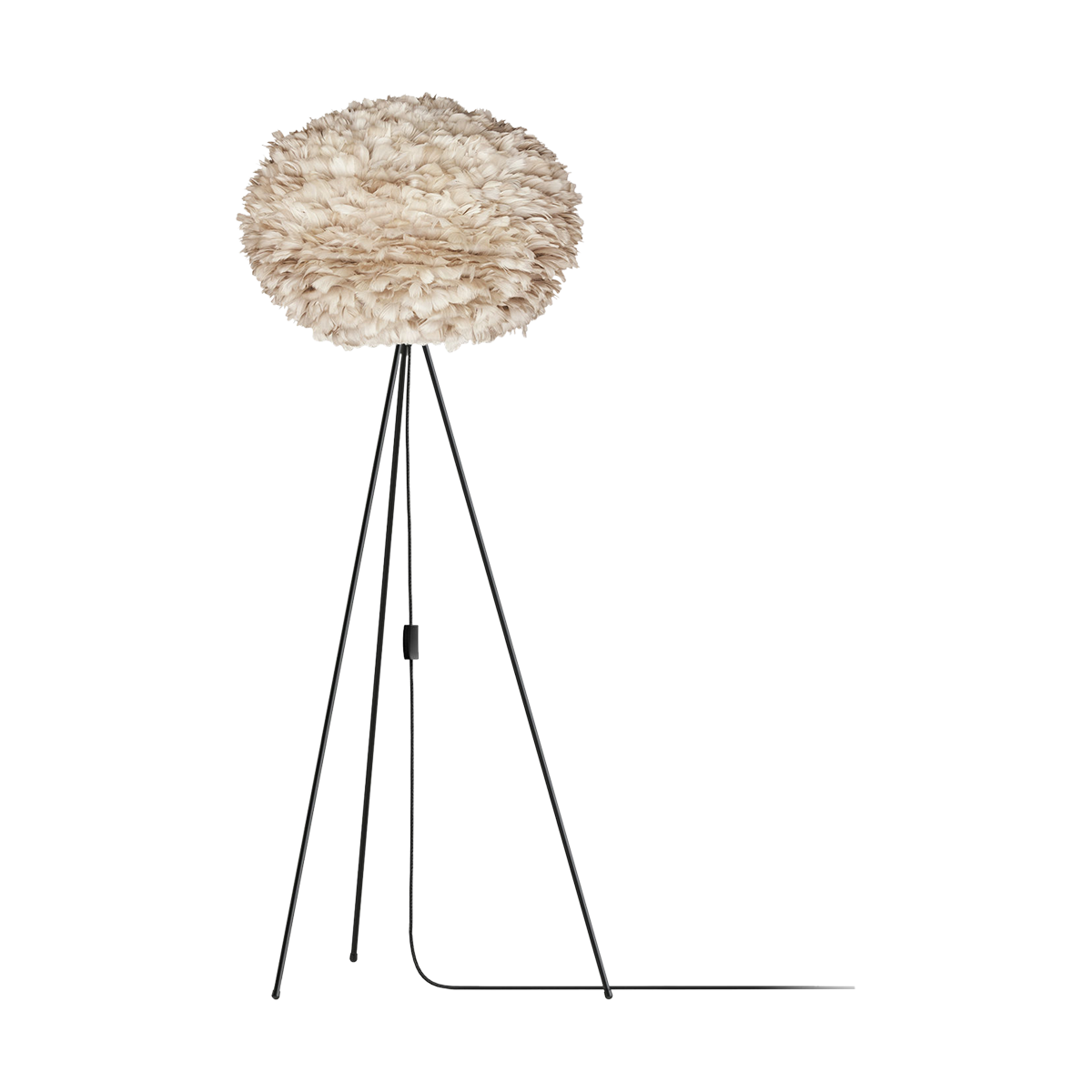 Eos Large vloerlamp light brown - met tripod zwart - Ø 65 cm
