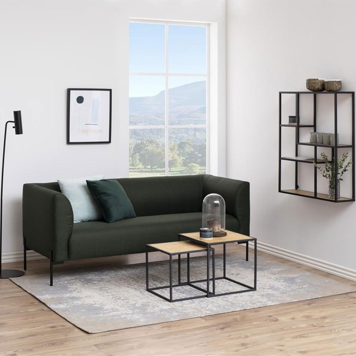 Vic houten wandkast naturel - 75 x 91 cm - boekenkast - vakkenkast - open - industrieel - woonkamer