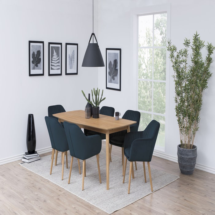 Djura velvet eetkamerstoel donkerblauw - velours - fluweel