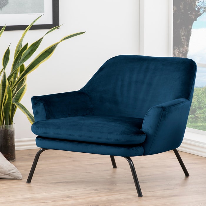 Jez velvet fauteuil donkerblauw - fluwelen - loungestoel
