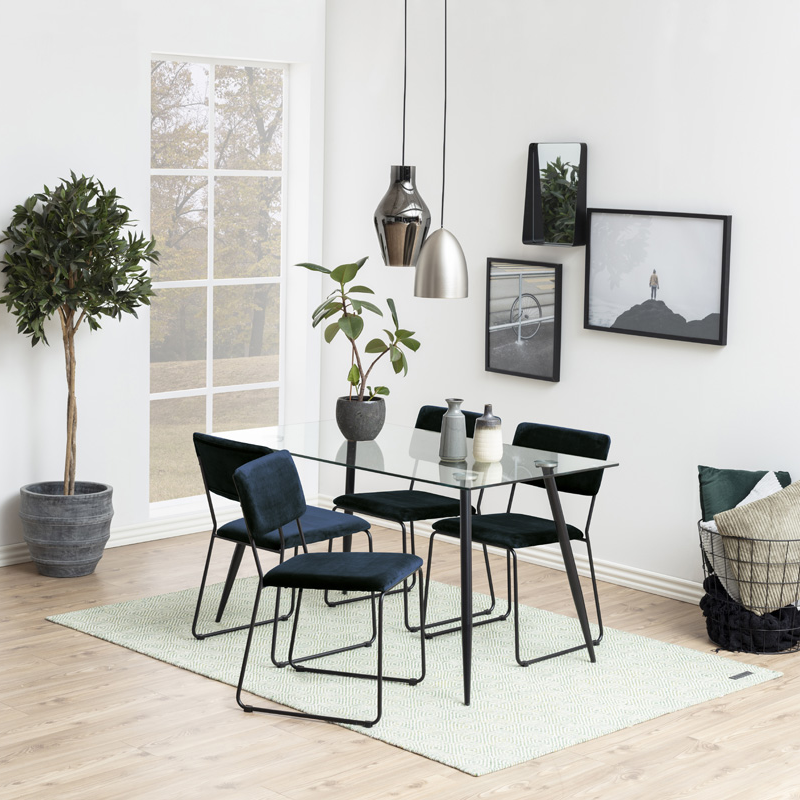 John velvet eetkamerstoel donkerblauw - velours