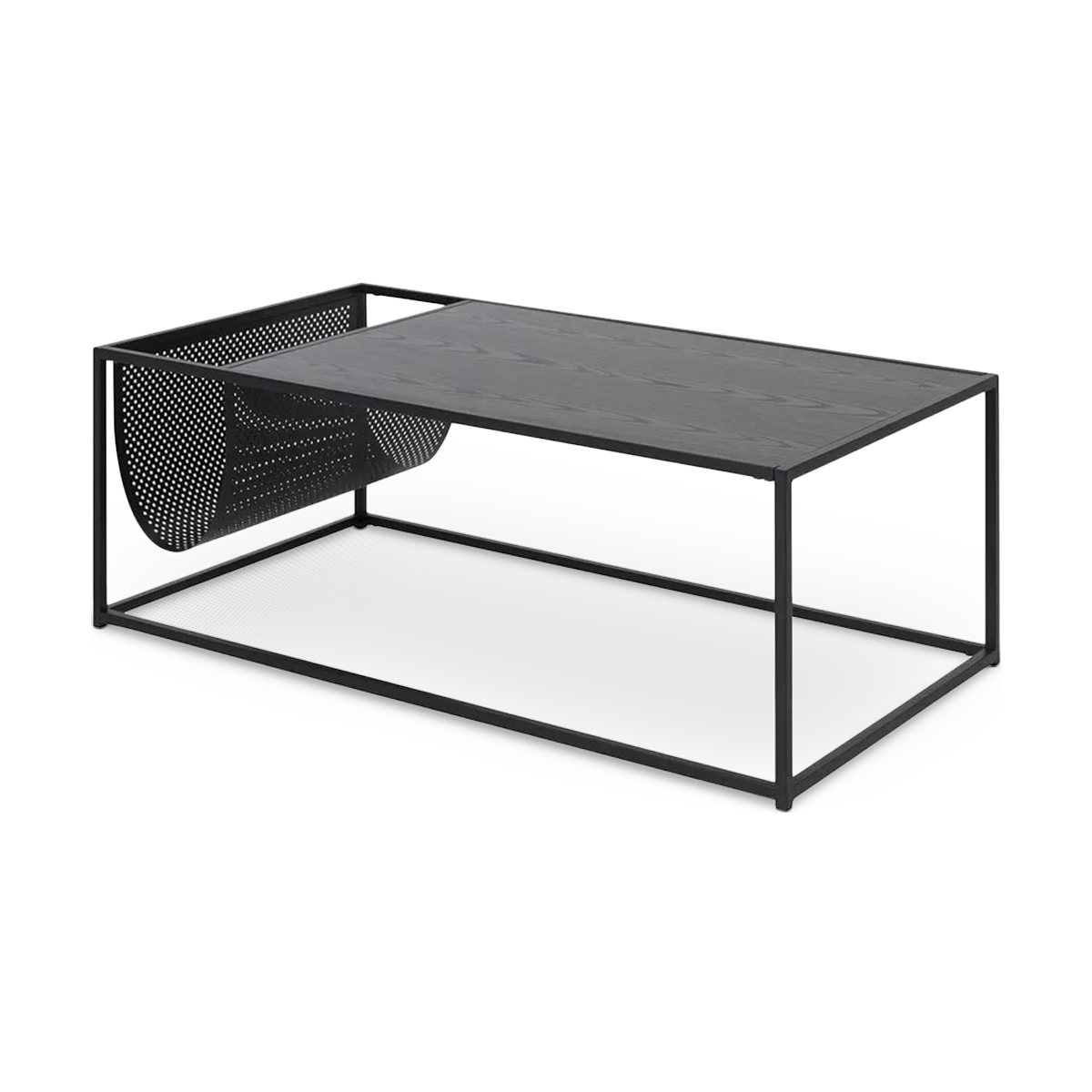 Vic houten salontafel zwart - met krantenrek - 110 x 60 cm