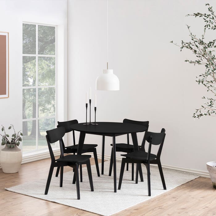 Jade houten eettafel zwart - Ø 105 cm - eetkamertafel - keukentafel - kleine - industrieel - 4 persoons - scandinavisch