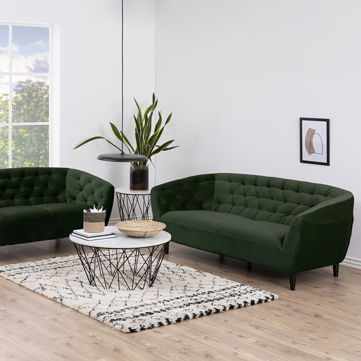 Kaat 3 zits bank donkergroen - mosgroen - velours