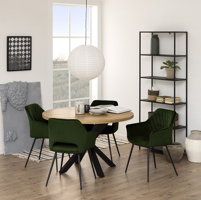 Roy metalen open kast zwart - 69 x 185 cm - boekenkast - wandkast - industrieel - woonkamer - met planken - hoog