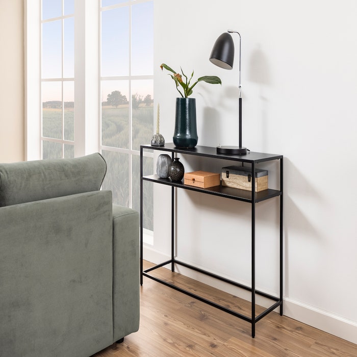 Roy metalen sidetable zwart - 100 x 35 cm - industrieel - opbergkast - dressoir