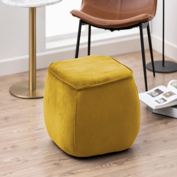 Jolie velvet poef geel - 60 x 60 cm  - fluwelen - voetenbank