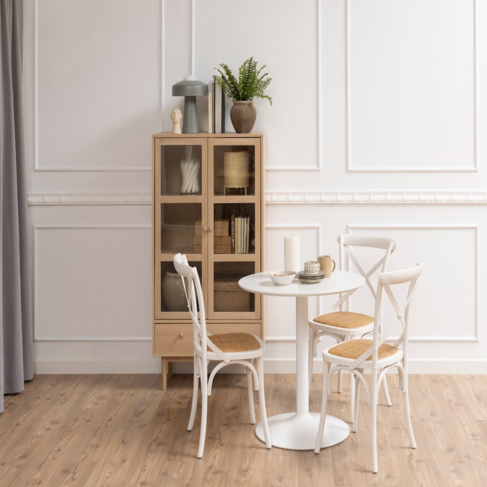 Vino houten tafel wit - Ø80 x 75 cm  - ronde - eettafel