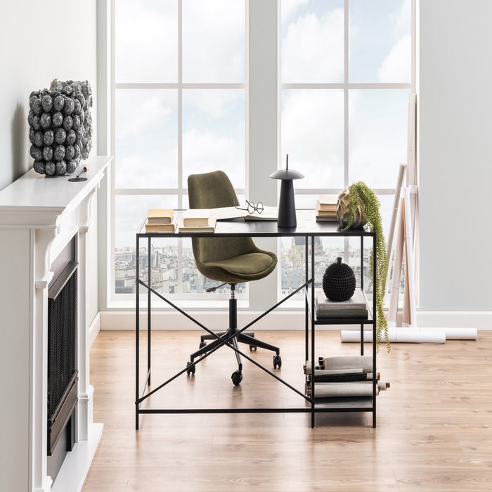 Vic houten bureau zwart - met opbergruimte - 130 x 60 cm - industriele - buro
