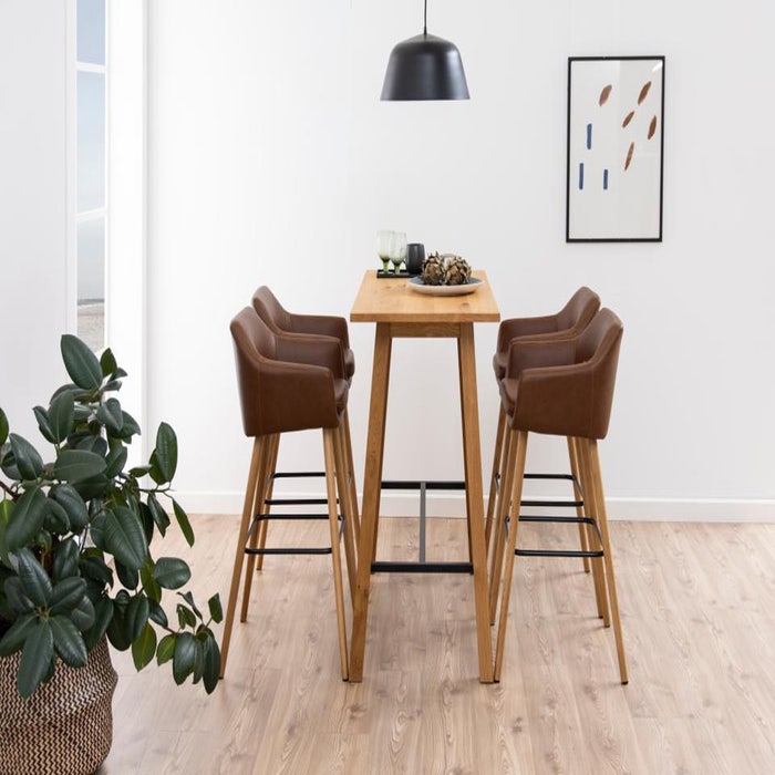 Axel barkruk kunstleer cognac - 79 cm - hoog - hout - met rugleuning