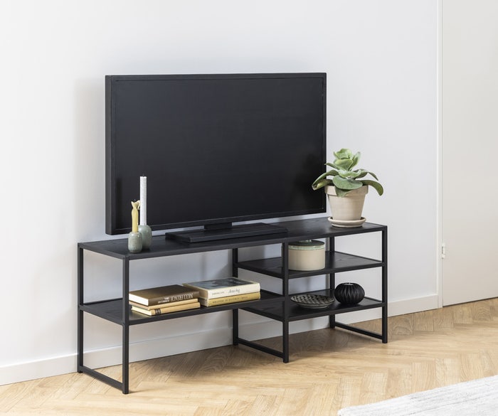 Vic houten tv meubel zwart - 120 x 33 cm - hout - industrieel - metaal