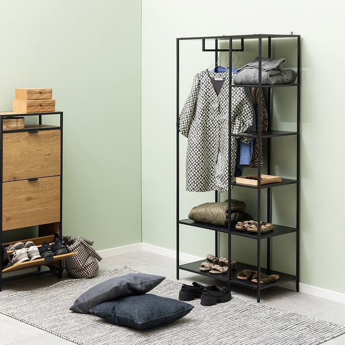 Roy metalen kledingrek zwart - 80 x 185 cm - kledingkast - stevig - industrieel - metaal