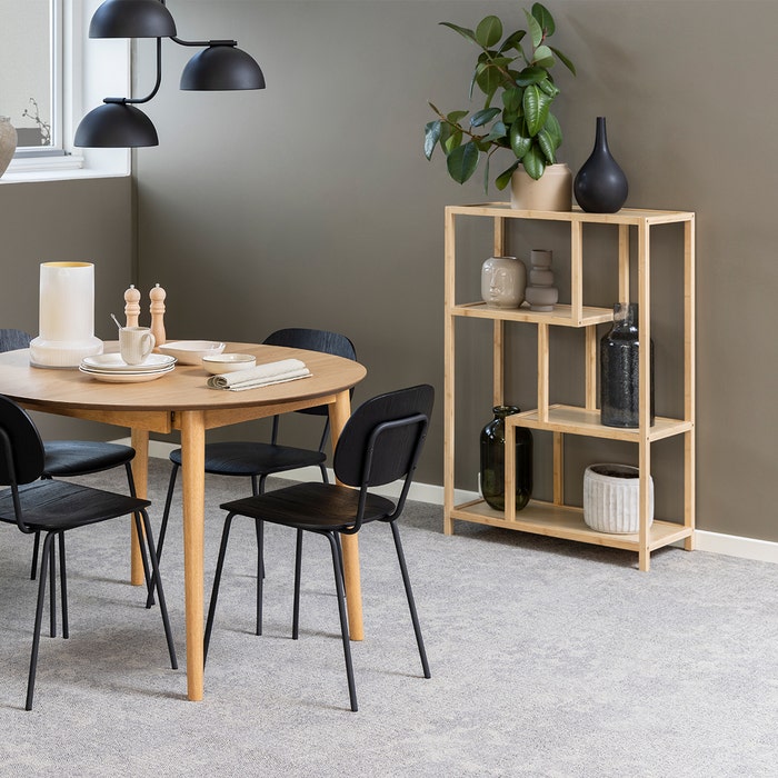 Moos bamboe boekenkast naturel - 77 x 114 cm - vakkenkast - wandkast - smal - laag - woonkamer - bruin - asymmetrisch