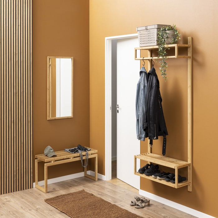 Jort bamboe bankje naturel - 100 x 44 cm - eetkamerbank - bank eettafel - klein - bruin