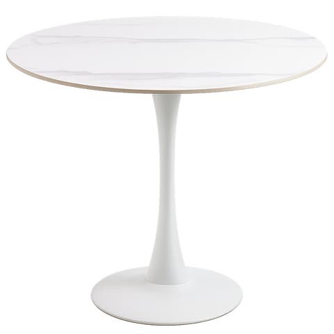 Marly ronde eettafel keramiek wit - Ø90x75 cm