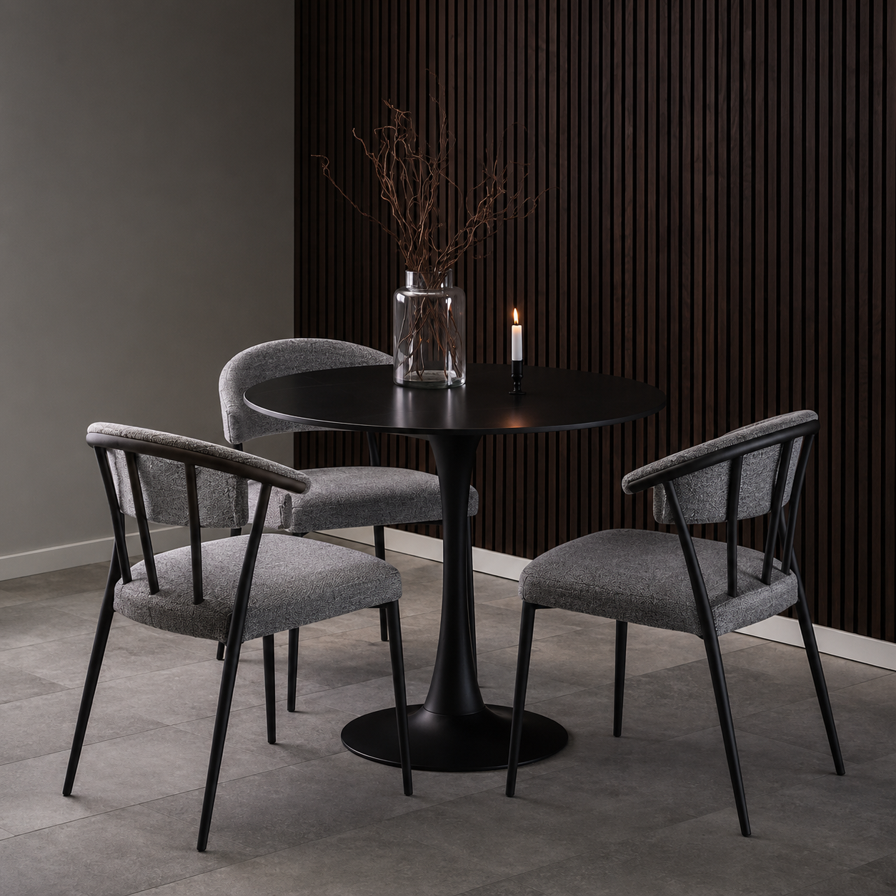 Marly ronde eettafel keramiek zwart - Ø90x75 cm marmer - bistrotafel