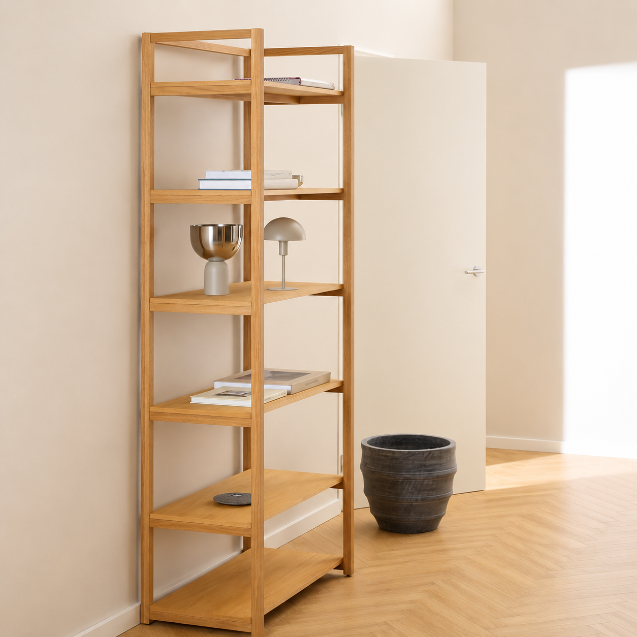 Luuc houten opbergkast bruin - 200 x 80 cm eikenhout - boekenkas