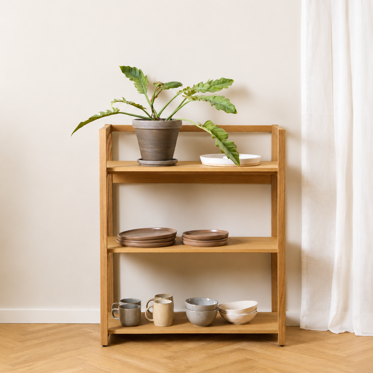 Luuc houten opbergkast bruin - 94 x 80 cm  eikenhout - boekenkast