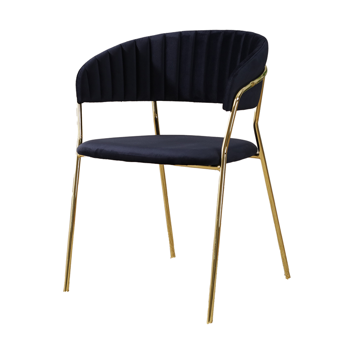 Alicia velvet eetkamerstoel donkerblauw - gouden onderstel