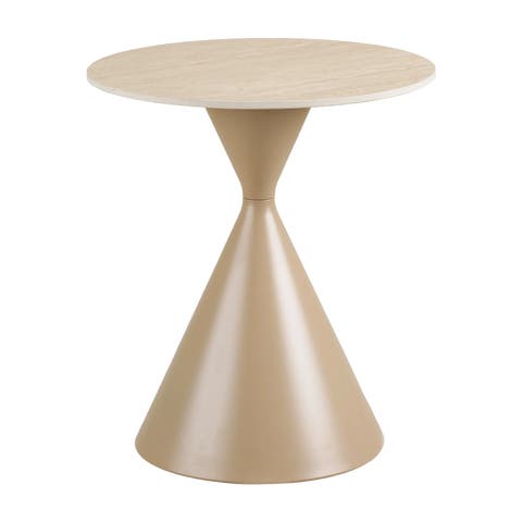 Anisa metalen bijzettafel met keramiek blad beige - Ø50