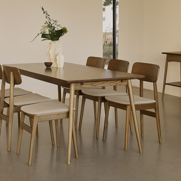 Boas verlengbare houten eettafel gerookt eiken - 190 x 90 cm - tafel - eetkamertafel - 6 persoons - walnoot - japandi - donkerbruine - donker houten