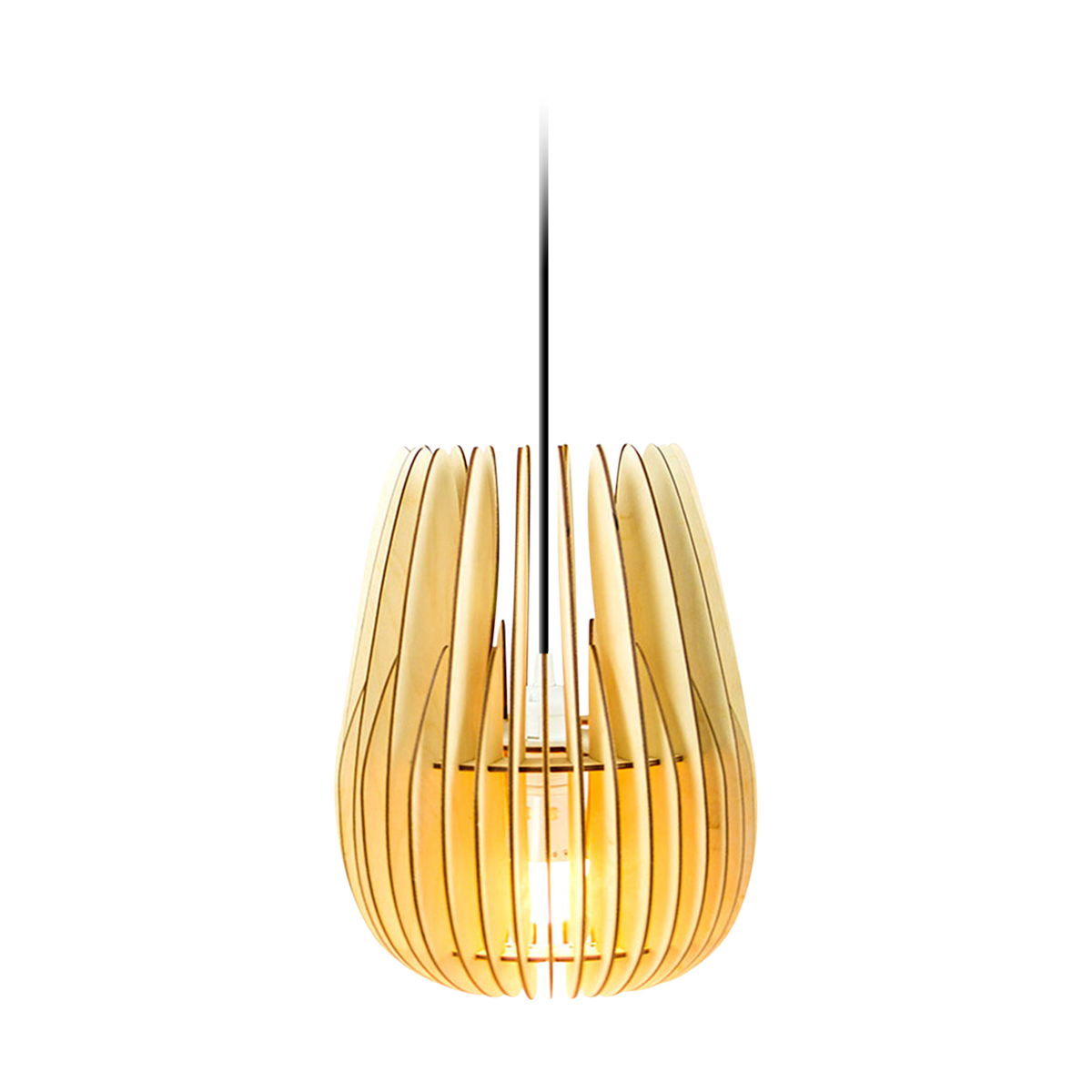 Halley S houten hanglamp small - met koordset zwart - Ø 25 cm