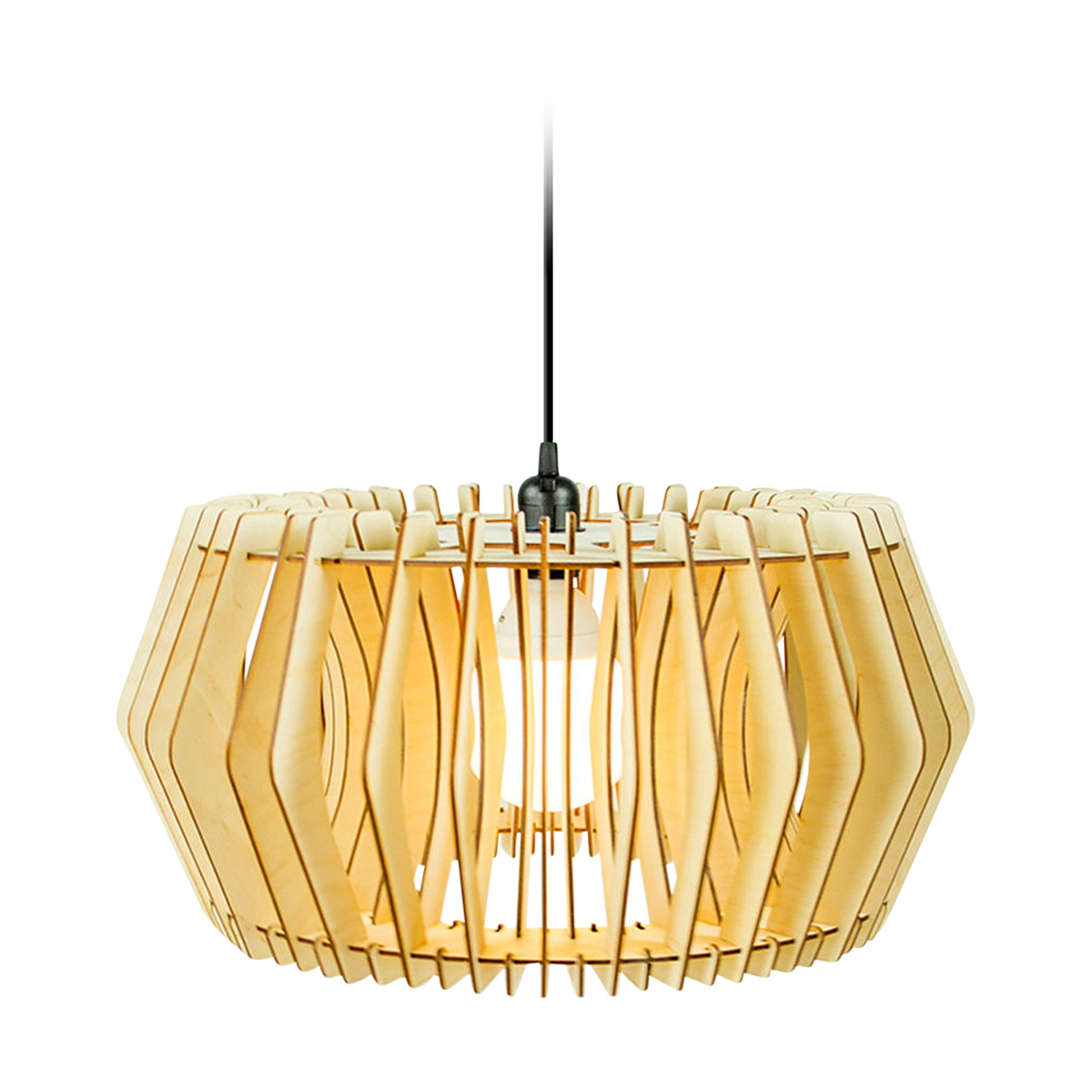 Caeser S houten hanglamp small - met koordset zwart - Ø 43 cm