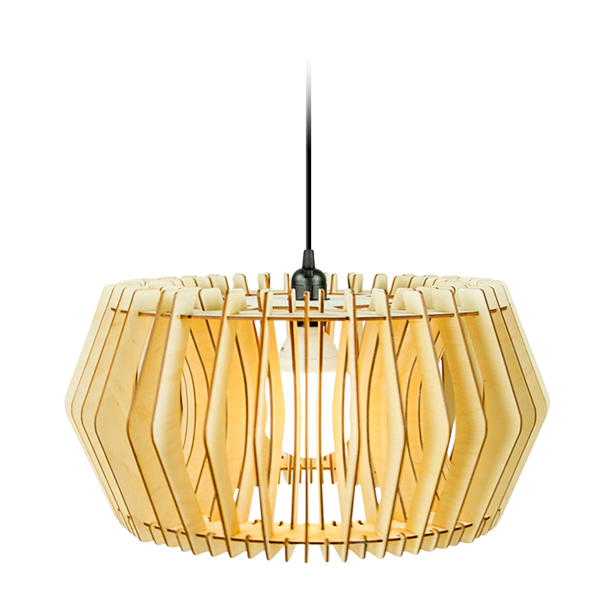 Caeser XL houten hanglamp extra large - met koordset zwart - Ø 68 cm