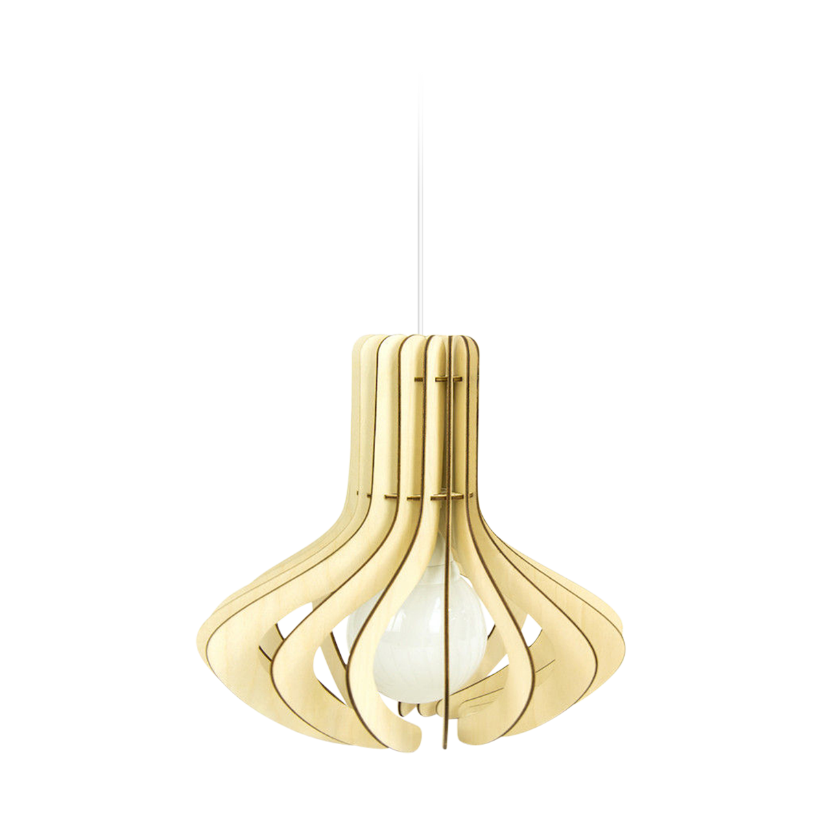 Octopus S houten hanglamp small - met koordset wit  - Ø 40 cm