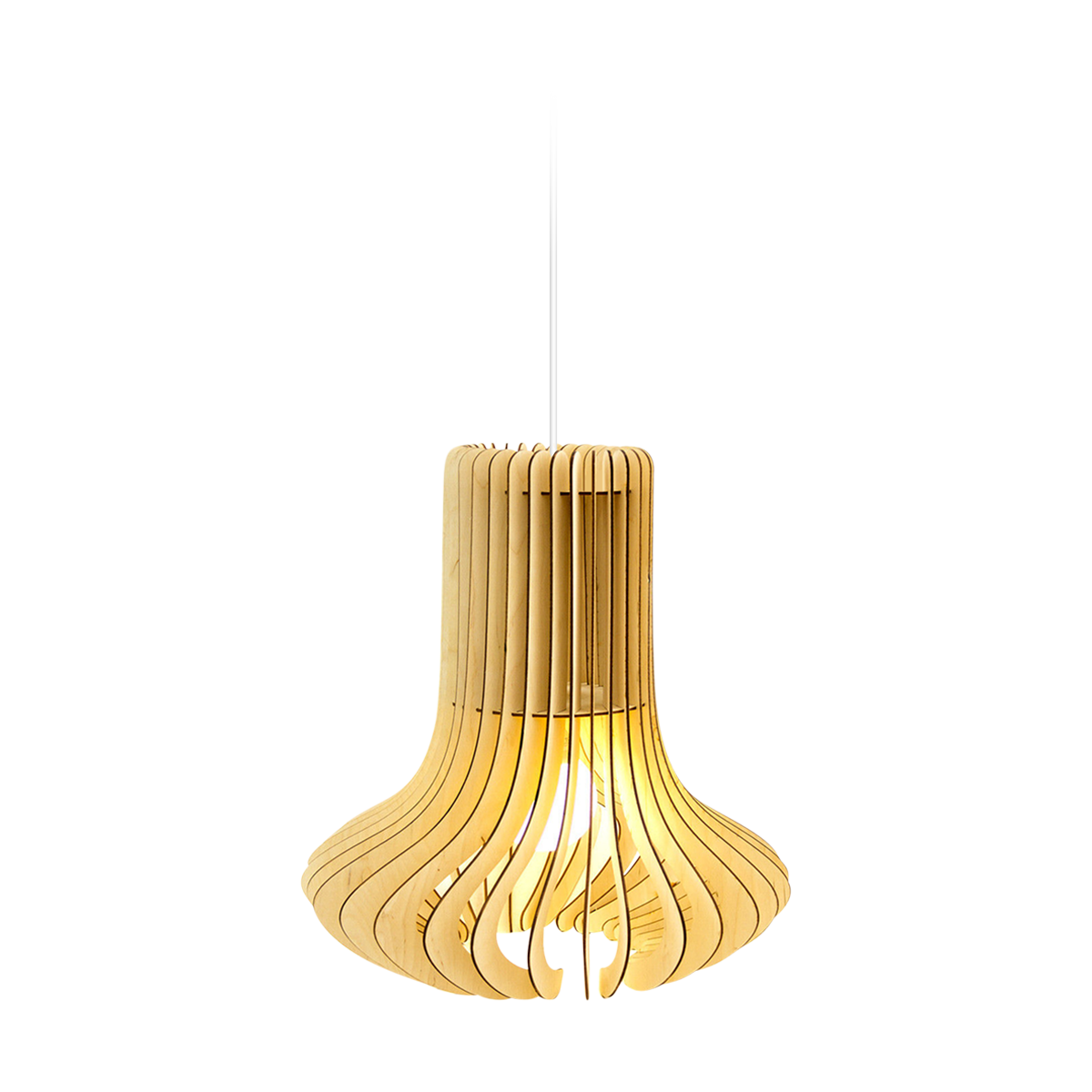 Octopus L houten hanglamp large - met koordset wit - Ø 49 cm