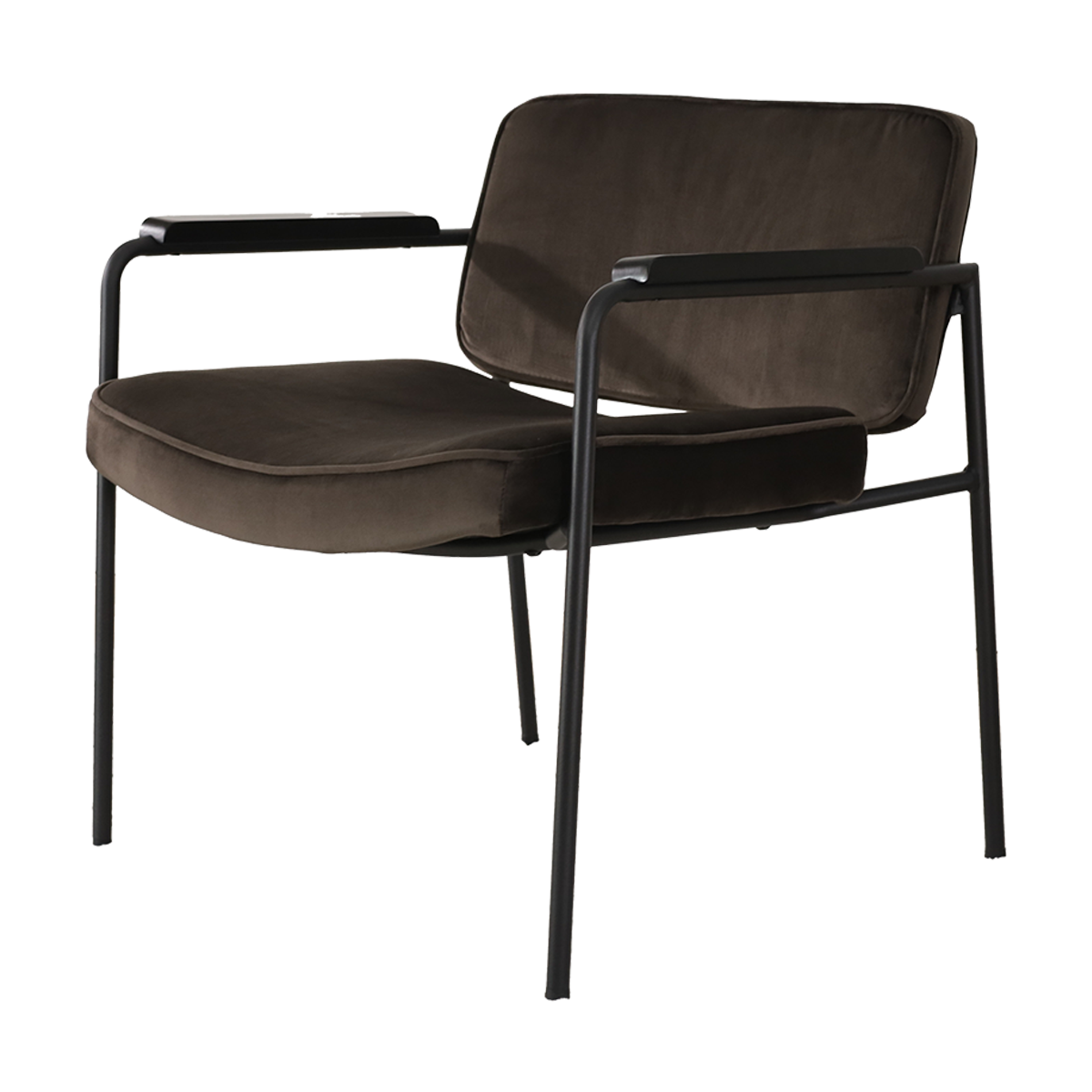 Bibi velvet fauteuil bruin - met armleuningen