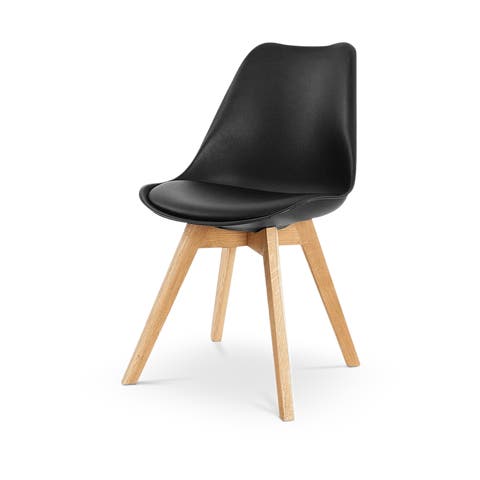 Madera eetkamerstoel zwart - houten onderstel