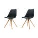 Legno stoel - Zwarte zitting - Houten onderstel - Set van 2