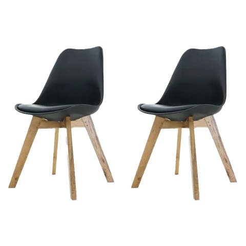 Madera eetkamerstoel zwart - Houten onderstel - Set van 2