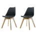 Madera eetkamerstoel zwart - Houten onderstel - Set van 2