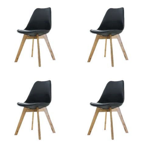 Madera eetkamerstoel zwart - Houten onderstel - Set van 4