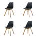Madera eetkamerstoel zwart - Houten onderstel - Set van 4