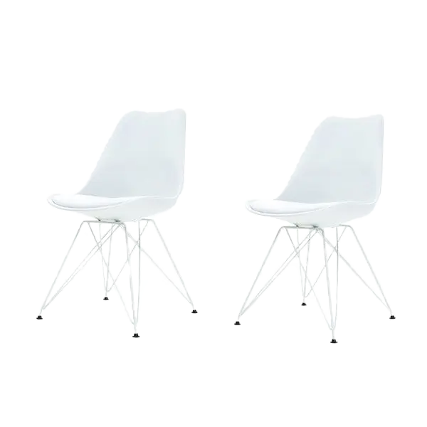 Metal Stoel wit - Wit onderstel - Set van 2