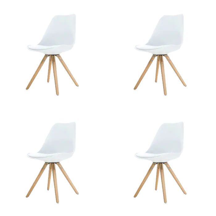 Legno stoel wit - Houten onderstel - Set van 4