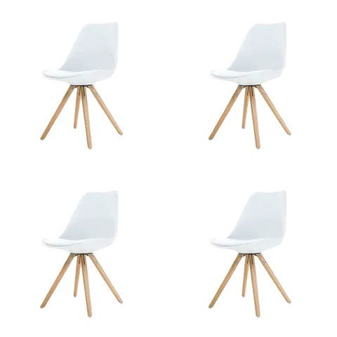 Legno stoel wit - Houten onderstel - Set van 4