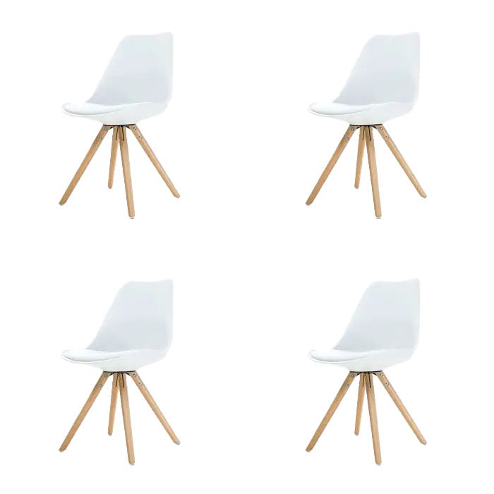 Legno stoel wit - Houten onderstel - Set van 4