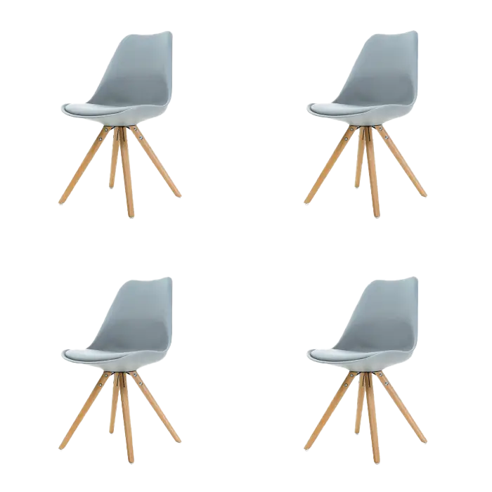 Legno stoel lichtgrijs - Houten onderstel - Set van 4