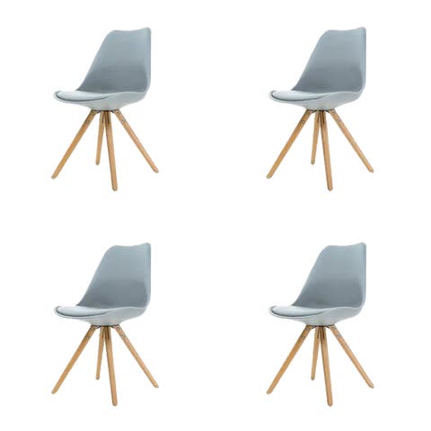 Legno stoel lichtgrijs - Houten onderstel - Set van 4