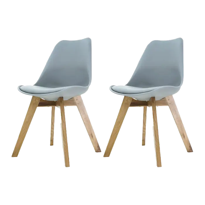 Legno stoel lichtgrijs - Houten onderstel - Set van 2