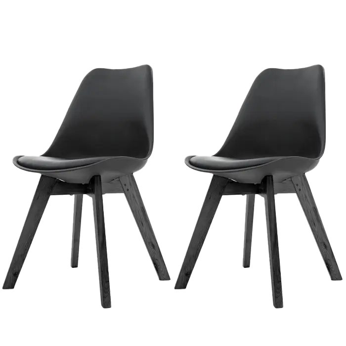 Madera eetkamerstoel zwart - Zwart onderstel - Set van 2